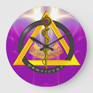 GRANDE HORLOGE RONDE BÂTON D'ASCLEPIOS DENTISTE SYMBOL DENTAIRE