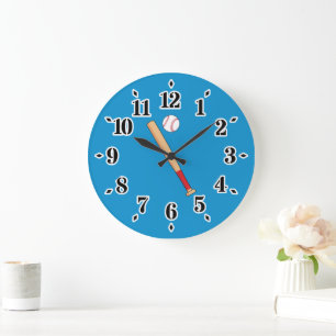 Grande Horloge Ronde Batte de baseball avec balle