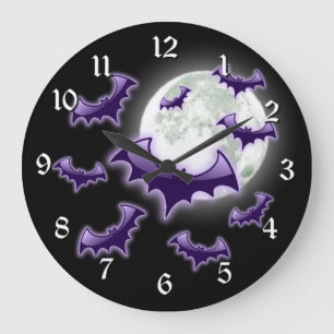 Grande Horloge Ronde Battes noires et pourpres de Pleine lune