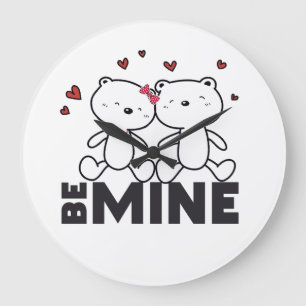 Grande Horloge Ronde BE MINE - Jolie Saint Valentin moderne