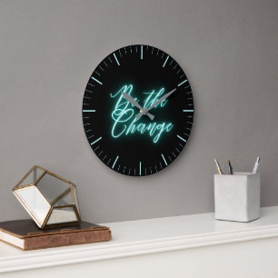 Grande Horloge Ronde Be the Change Neon Aqua