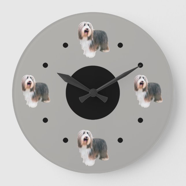 Grande Horloge Ronde Bearded Collie Theme (Recto)