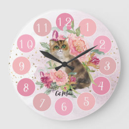 Grande Horloge Ronde Beau Cadeau Pour Un Amoureux des chats