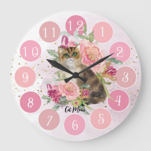 Grande Horloge Ronde Beau Cadeau Pour Un Amoureux des chats