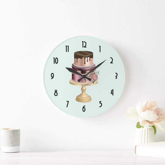 Grande Horloge Ronde Beau gâteau de fête de Glam brillant (Maison)