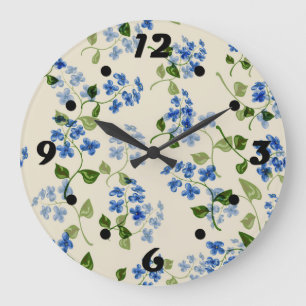 Grande Horloge Ronde Beau motif fleuri sans soudure