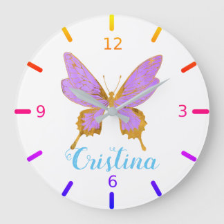 Grande Horloge Ronde Beau Papillon