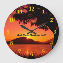 Grande Horloge Ronde Beautiful Fall Orange Yellow Sunset Lake Mountain