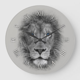 Grande Horloge Ronde Beautiful Lion with blue Eyes Wall Clock
