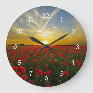 Grande Horloge Ronde Beautiful Red Poppy
