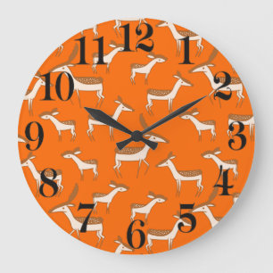 Grande Horloge Ronde Bébé adoré Cerf et famille