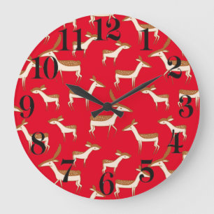 Grande Horloge Ronde Bébé adoré Cerf et famille