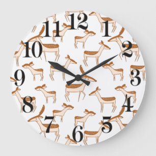Grande Horloge Ronde Bébé adoré Cerf et famille
