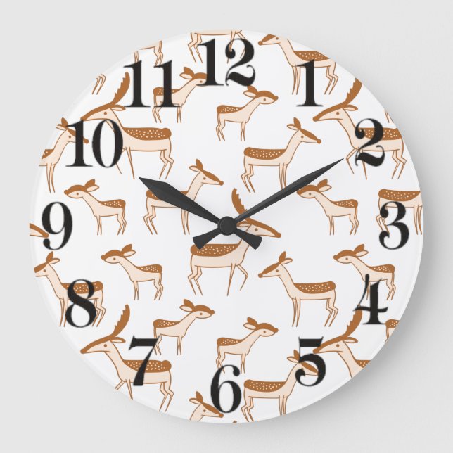 Grande Horloge Ronde Bébé adoré Cerf et famille (Recto)