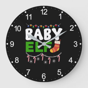Grande Horloge Ronde Bébé Elfe Noël Conception de vacances-84608