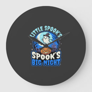 Grande Horloge Ronde Bébé Fantôme sous la Lune d'Halloween