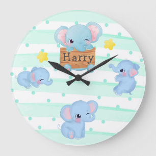 Grande Horloge Ronde Bébé rose bleu personnalisé Enfants allaitants