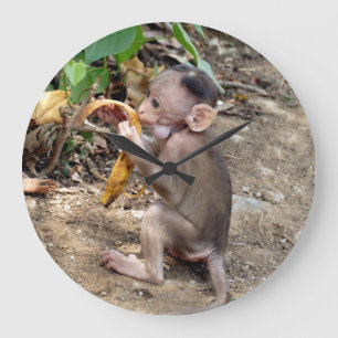 Grande Horloge Ronde Bébé singe