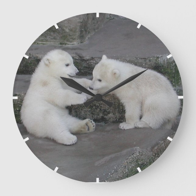 Grande Horloge Ronde Bébés d'ours polaires (Recto)