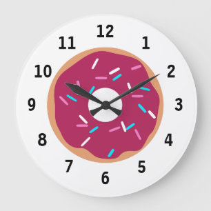 Grande Horloge Ronde beigne vitrée de framboise rose