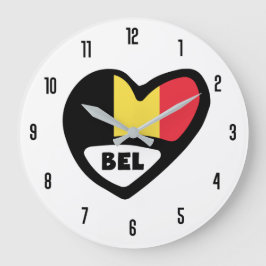 Grande Horloge Ronde Belgique Code Pays BEL België Drapeau Coeur