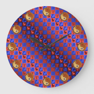 Grande Horloge Ronde Bélier & Bœuf de Bois