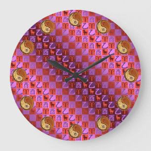 Grande Horloge Ronde Bélier & Coq de Bois