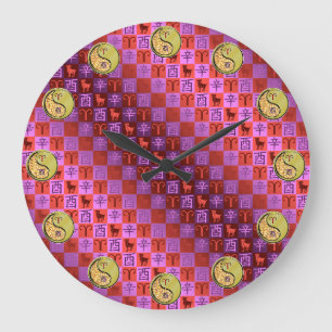 Grande Horloge Ronde Bélier & Coq de Métal