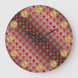 Grande Horloge Ronde Bélier & Lapin de feu