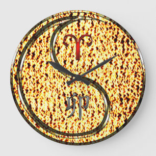 Grande Horloge Ronde Bélier & Lapin de Feu