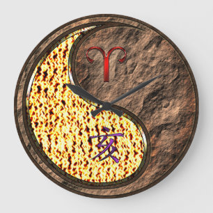 Grande Horloge Ronde Bélier & Sanglier de Terre