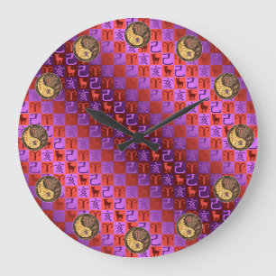 Grande Horloge Ronde Bélier & Sanglier de Terre