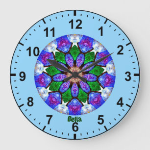 Grande Horloge Ronde BELLA ~ Coquilles peintes Fractal ~