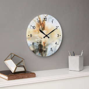 Grande Horloge Ronde Belle aquarelle Abstraite Peinture Grand Cloc