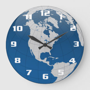Grande Horloge Ronde Belle et unique Terre et globe