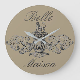 Grande Horloge Ronde "Belle Maison" Armoiries héraldiques Vintages