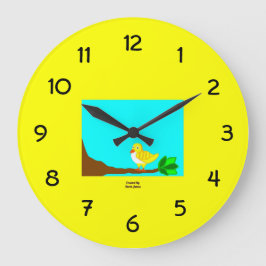 Grande Horloge Ronde Belle Matinée Montre Acrylique D'Oiseau Jaune
