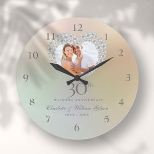 Grande Horloge Ronde Belle Pearl Heart Photo 30th Anniversary