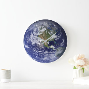 Grande Horloge Ronde Belle Terre Bleue Système Solaire Planète Accueil