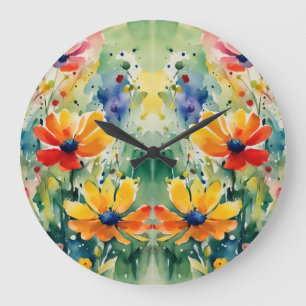 Grande Horloge Ronde Belles fleurs et Roses sucrés