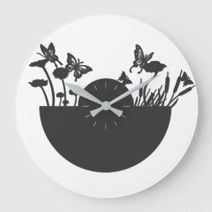 Grande Horloge Ronde Belles papillons