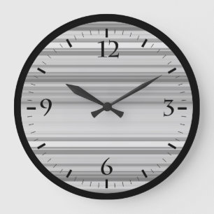 Grande Horloge Ronde Belles rayures gris noir