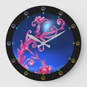 GRANDE HORLOGE RONDE BÉRIES MAGIQUES ; CHAUSSURES FLORALES ROSES PIERR