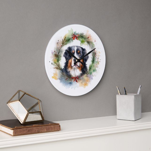 Grande Horloge Ronde Bernois Mountain Festive Wreath Pup (Bureau)