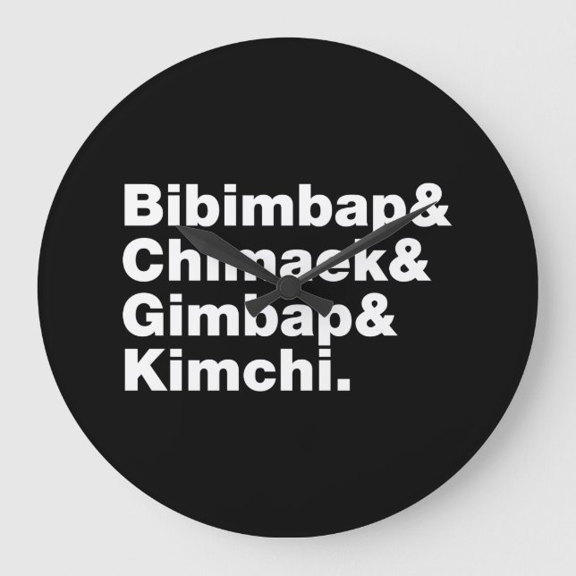 Grande Horloge Ronde Bibimbap & Chimaek & Gimbap & Kimchi. Aliments cor (Recto)