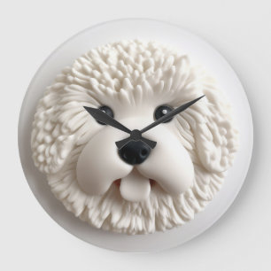 Grande Horloge Ronde Bichon Frise Chien Inspiré 3D