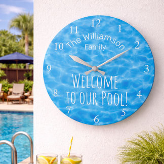 Grande Horloge Ronde Bienvenue à l'eau bleue Notre famille de piscines