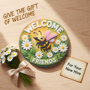 Grande Horloge Ronde Bienvenue amis abeille à miel printemps