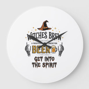 Grande Horloge Ronde Bières Halloween Hocus Pocus Drôle Vintage_1