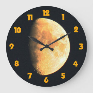 Grande Horloge Ronde Big Old Moon Gros Orange Numéros wccn